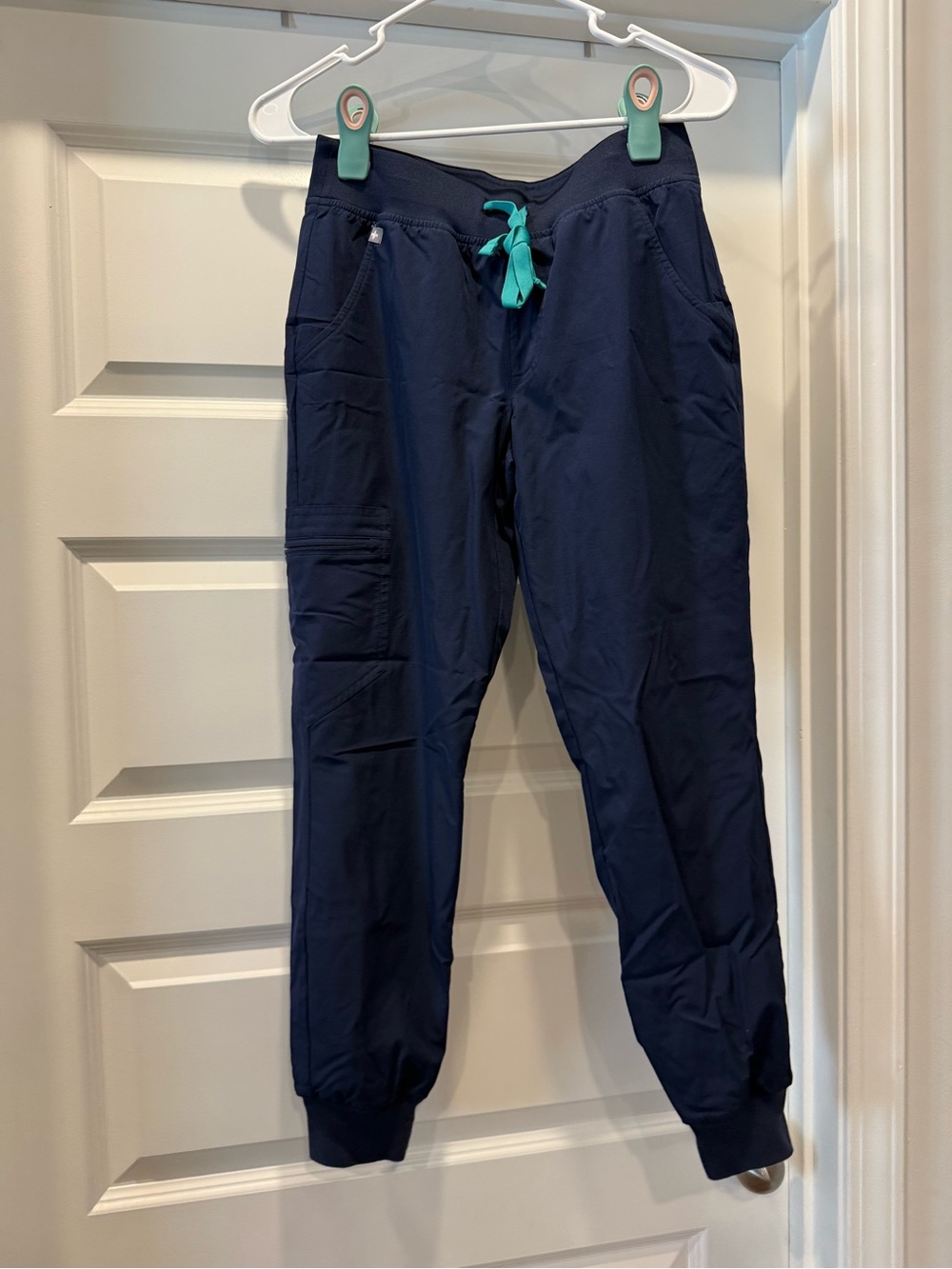Figs Navy Joggers with Teal Drawcord